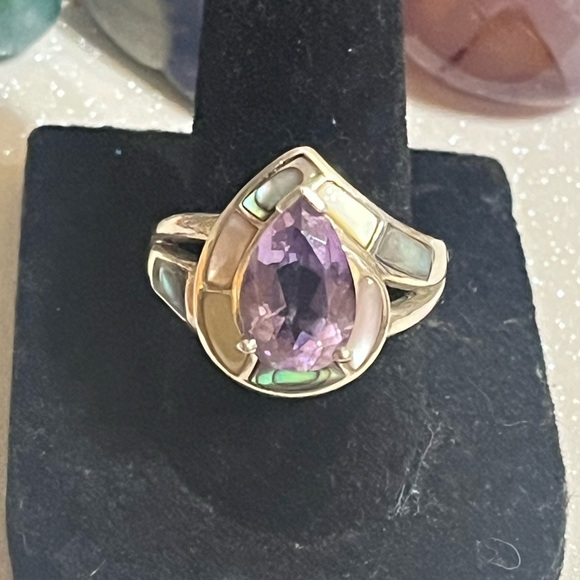 Whitney Kelly Sterling Silver Amethyst Abalone MOP Ring - Picture 1 of 15